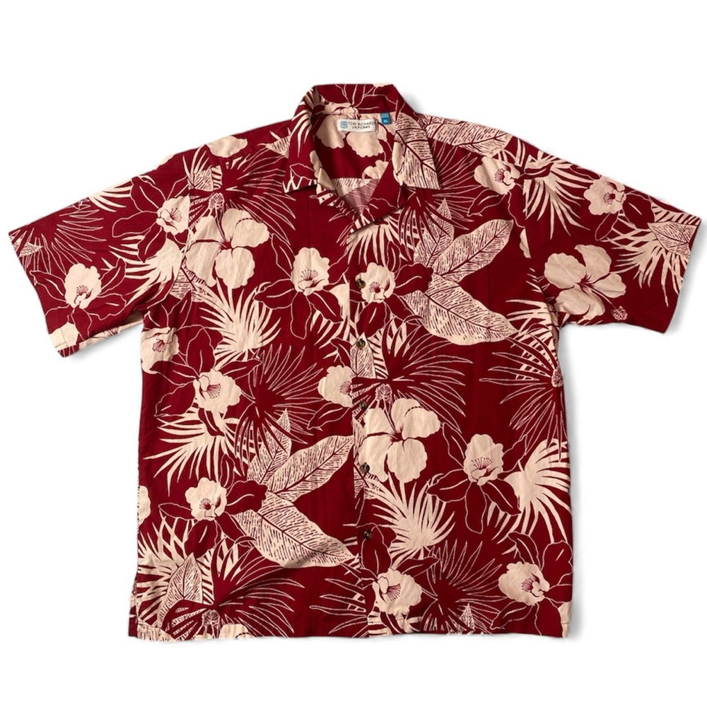 Tori Richard Red & White Floral Hawaiian Shirt